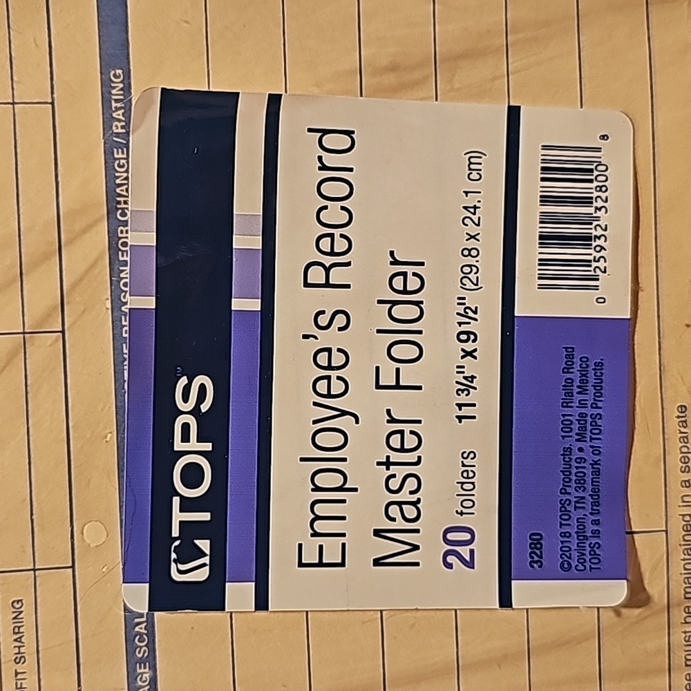 Tops Employee's Record Master Folder